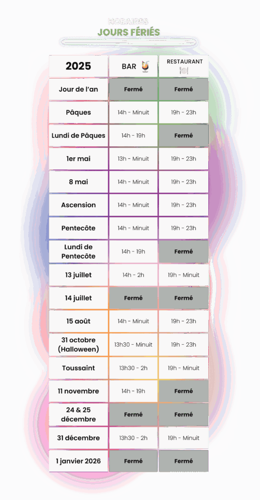 Horaires Bar & restaurant bowling avenue